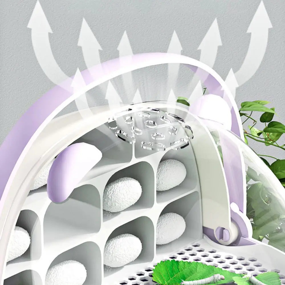 Breathable Hole Silkworm Breeding Box Folable Handle Plastic Insect Habitat Cage Visible Door Silkworm Observation Cabin Student