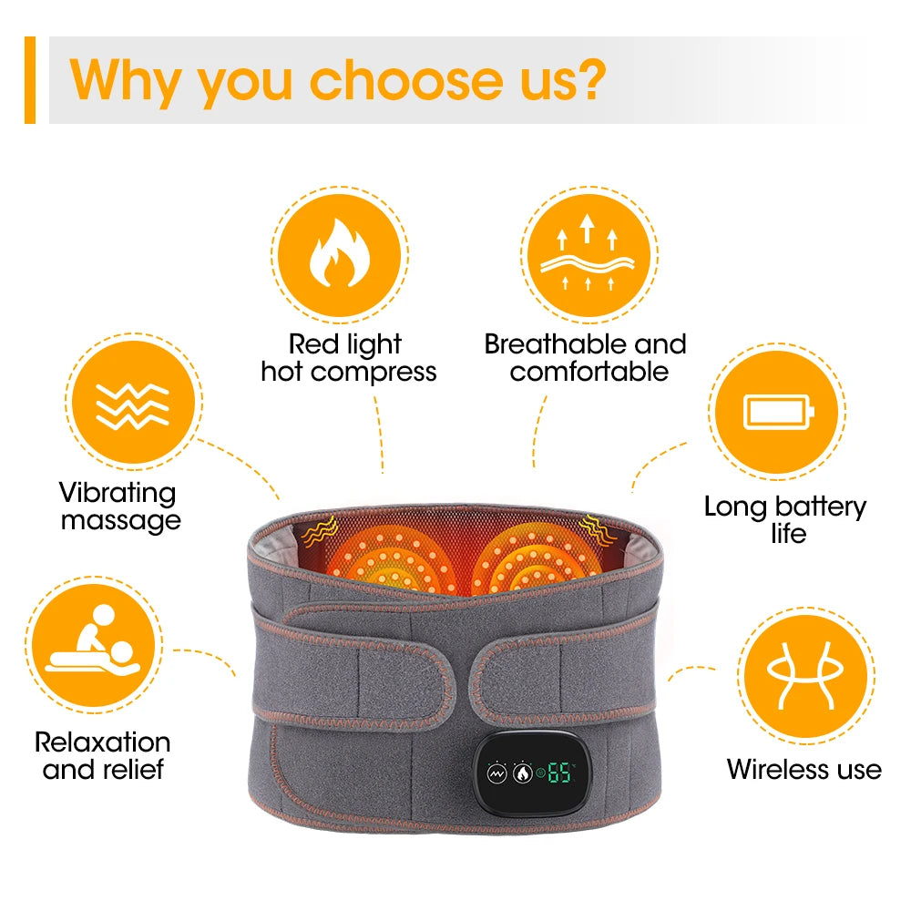 Lumbar Traction Device Heating Airbag Inflatable Decompression Back Belt Hot Compress Massage Men Women Waist Support Belt