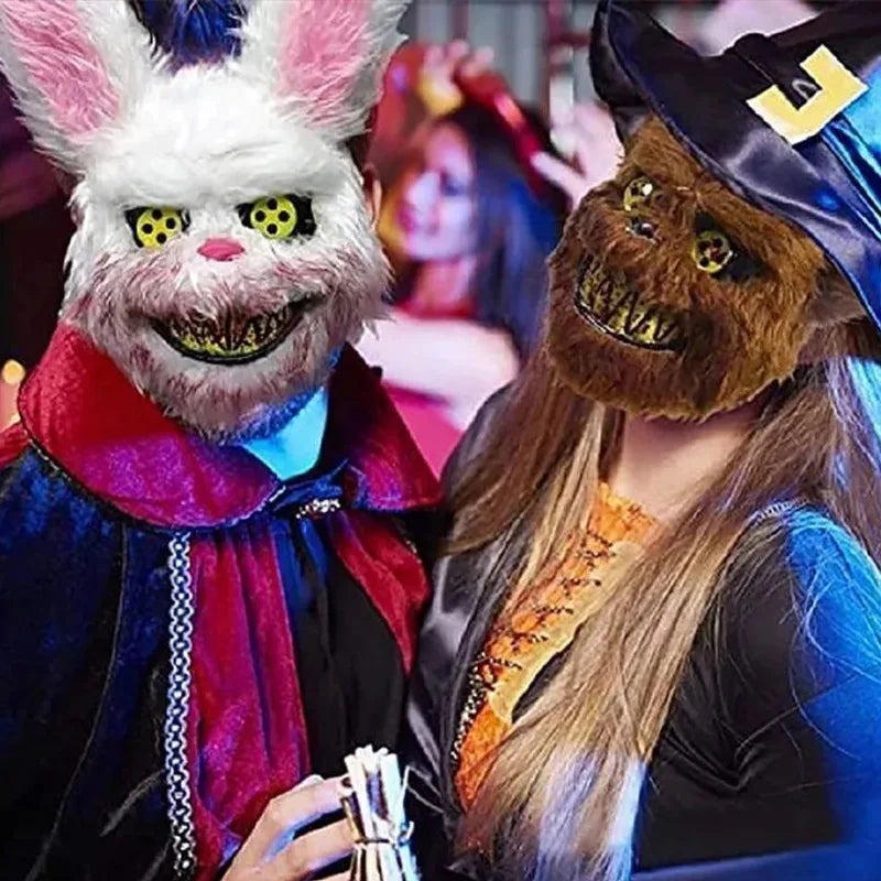 Cartoon Bear Rabbit Halloween Cosplay Face Mask Fancy Party Stage Make-up Scary Head Cover Carnival Costume Prop Masquerade Mask