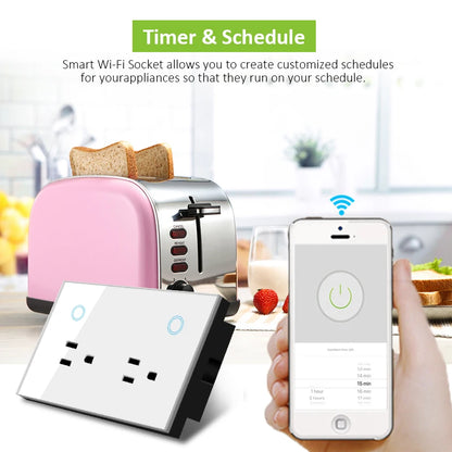 Melery WIFI Smart Wall Socket US Electrical Plug Outlet Power Monitoring Touch Switch Wireless Remote,Alexa Google Home Kitchen