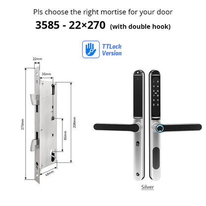 Waterproof TTLock Outdoor Gate Fingerprint Bluetooth APP RFID Code Keyless Electronic Smart Door Lock for Glass Aluminum Sliding