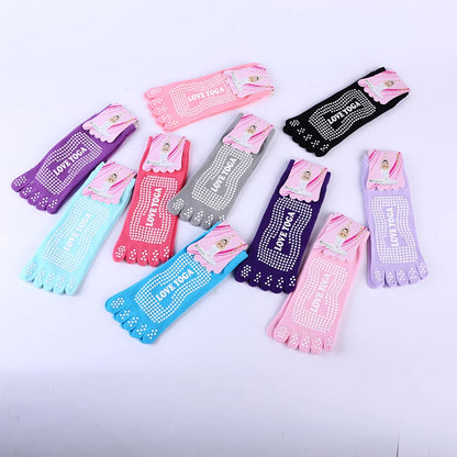 Women Colorful Yoga Socks Non-Slip Ladies Dance Socks Cotton Healthy Sports Five-toed Socks