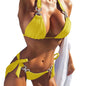 2 Pcs Bathing Suit Rhinestone Lace Up Halter Neck Soft Summer Bikini Set Summer Brazilian Bikini traje de baño mujer