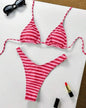 Y2K Sexy Hot Girls Striped Printed Triangle Lingerie Underwear 2025 New Beach Vacation Fashion Personality ins Style Bikini Suit