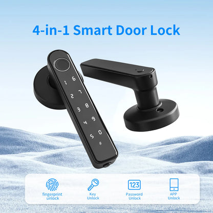 Tuya Smart Door Lock Fingerprint Password Key App 4-in-1 Unlock Electronic Digital Handle Lock Apartment Home