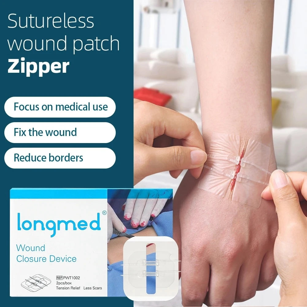2-10 adhesive bandages with zipper, wound closure device, no need for sutures, quick and painless, outdoor medical care