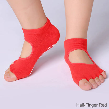 Women Colorful Yoga Socks Non-Slip Ladies Dance Socks Cotton Healthy Sports Five-toed Socks
