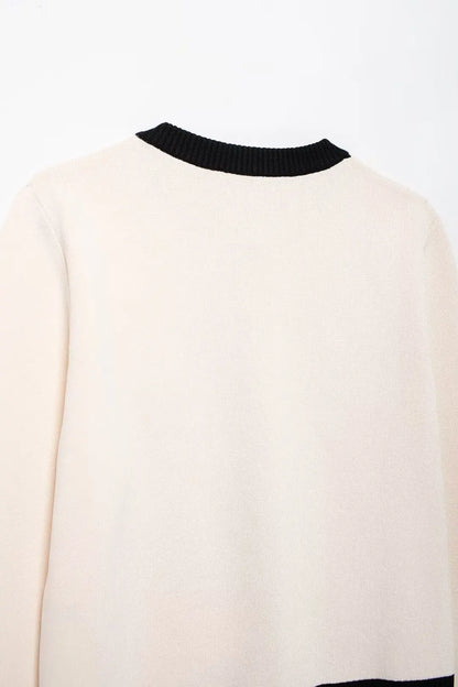 TRAFZA Autumn Fashion Women Sweater Coats Solid O-Neck Long Sleeves Pockets Buttons Single Breasted Female Casual Knitted Coat