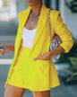 2025 Elegant Two Piece Blazer Suit Sets Women OL Office Sets Slim Cardigan Blazer Shorts Solid 2 Piece Set Casual Blazers Set