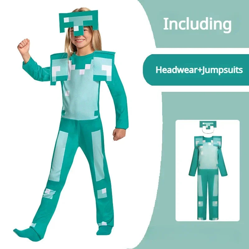 Carnival Party Dress Mask Classic Creeper Anime Game Character Set Diamond Armor Cosplay Costume Children's Clothing