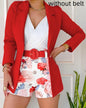 2025 Spring Summer Women's Two Piece Casual Sets Elegant Blazer Suit and Floral Print Shorts Ladies Matching Set Blazer Shorts
