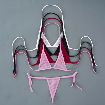 2PCS Women Sexy Lingerie Sets Ultra-thin Mesh Wirefree Bra Set Lingerie Ultra Hot Women's Transparent Exotic Underwear Sets