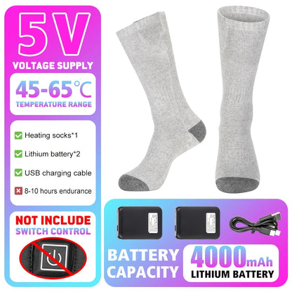 Winter Heated Sock Rechargeable Battery Stocking Men Women Electric Heating Ski Socks Sports Thermal Warmer Foot