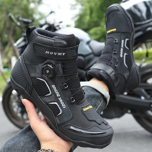 New Motorcycle Boots Men Leather Motos Breathable Anti Slip Wear-resistant Riders Boots Motorbike Racing Ankle Length Shoes Off-