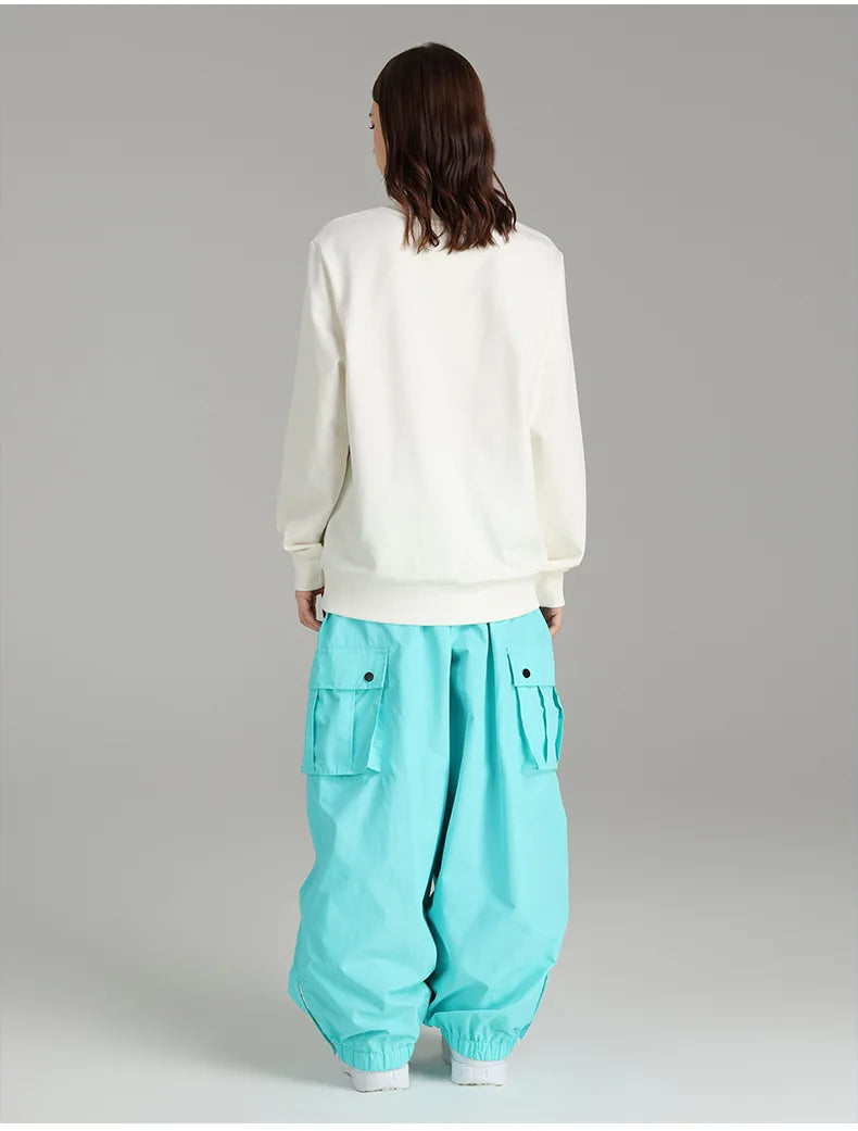 Ski Pants Elastic Waist Snowboard Wear Women Men Casual Solid Snow Pants Baggy Hip Hop Ski Clothing Loose Hipster Snow Trousers