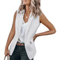 2023 Autumn New Style Sleeveless Solid Color Suit Collar Loose Cardigan Women's Wear