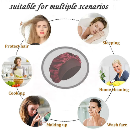 Hundreds of High Elasticity Hair Care Cap Moon Hat Wrapped Headscarf Beauty Cap Shower Cap Female Nursing Satin Sleeping Cap
