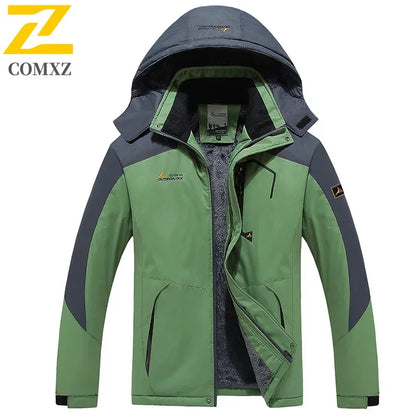 Winter Men's Parka Outdoor Lining Fleece-lined Thickened Windproof Warm Mountaineering Hooded Jacket Cold-resistant Ski Suit 6XL