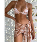 3 Piece Bikini Set Sexy Swimwear Swimsuit Women Triangle Leopard Rainbow Tie Dye Bikinis Set Bathing Suit Beach Skirt Cover Up