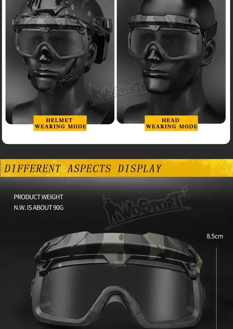Sports Sunglasses for Men Women 2 Modes Airsoft Goggles Riding Eye Protection for Hiking Paintball Hunting Gear