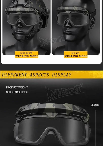 Sports Sunglasses for Men Women 2 Modes Airsoft Goggles Riding Eye Protection for Hiking Paintball Hunting Gear