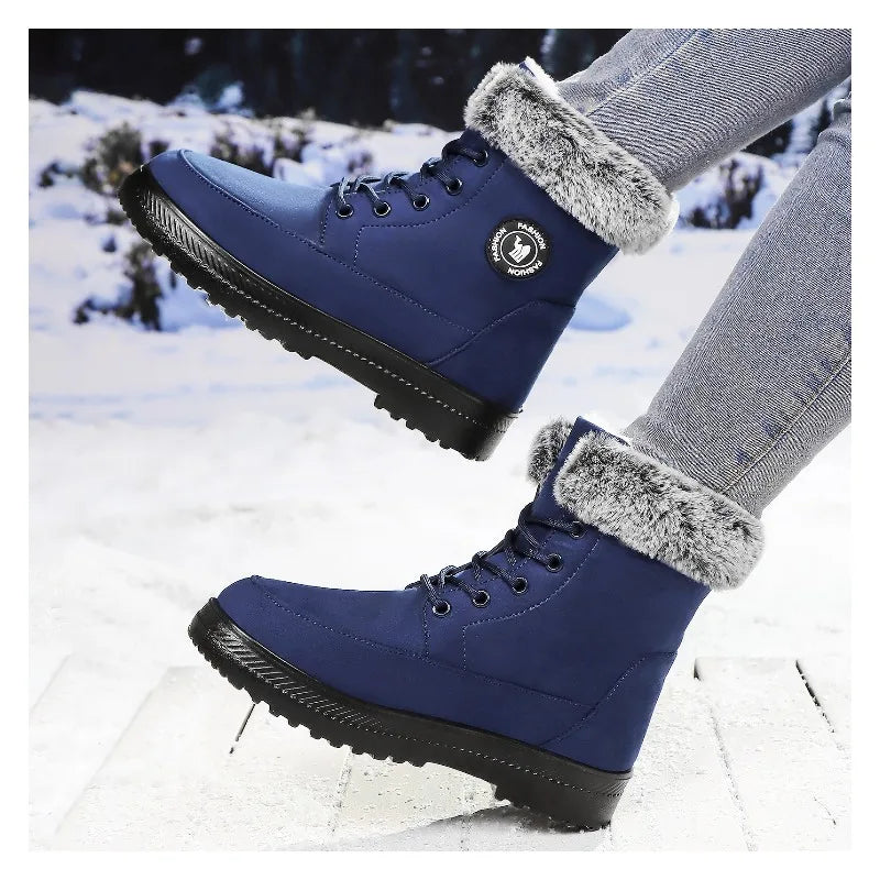 Winter New Women's Thick Plush Cotton Boots and Mid Top Warm Snow Boots Are Fashionable  Trendy  and Upgraded for Warmth