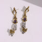 HUANZHI Retro Skeleton Hands Zircon Drop Earrings for Woman Hip-hop Golden Crown Skeleton Dangle Earrings Jewelry Wholesale Gift