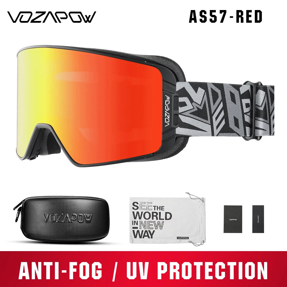 Vozapow Ski Goggles Magnetic Double Layer Anti Fog Professional Skiing Mask Men Women Super View Snowboard UV400 Snow Sunglasses
