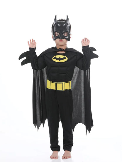 Cartoon Heroes Cosplay Costumes Boys Jumpsuit Bat Costume Set With Cardigan Mask Men Halloween Carnival Girls Party Gifts