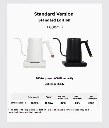 Timemore Fish Smart Electric Pour Over Kettle 600ml 220v Fine Mouth Temperature Control Customize Hand Brew Coffee Pot