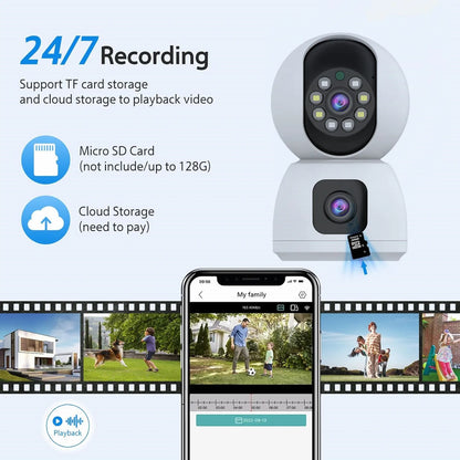 8MP Dual Lens Tuya 5G WIFI IP Camera 4K HD Dual Screen PTZ Home Security Camera Auto Tracking Indoor Wireless Video Surveillance