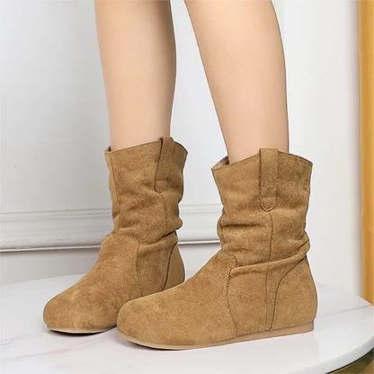 Gacimy Women's Fashion Suede Boots Outdoor Casual Flat Boots Comfortable Soft Bottom Short Ankle Boot Luxury Slip On  Lady Shoes