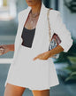 2025 Elegant Two Piece Blazer Suit Sets Women OL Office Sets Slim Cardigan Blazer Shorts Solid 2 Piece Set Casual Blazers Set