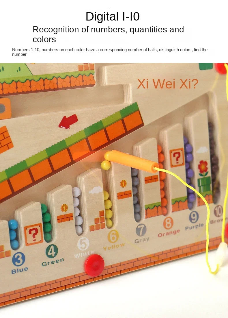 Wooden Magnetic Color and Number Maze Learning Education Toys Color Matching Montessori Toys Wooden Toys for Children Gift