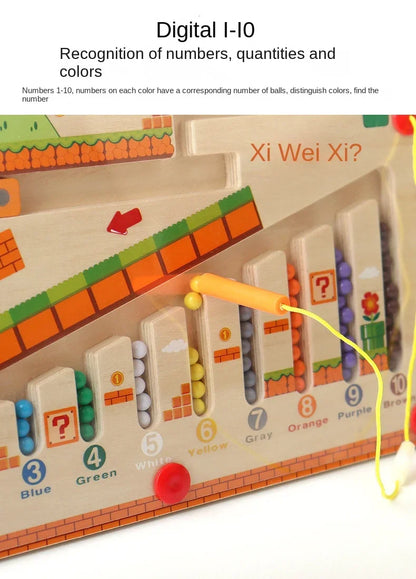 Wooden Magnetic Color and Number Maze Learning Education Toys Color Matching Montessori Toys Wooden Toys for Children Gift