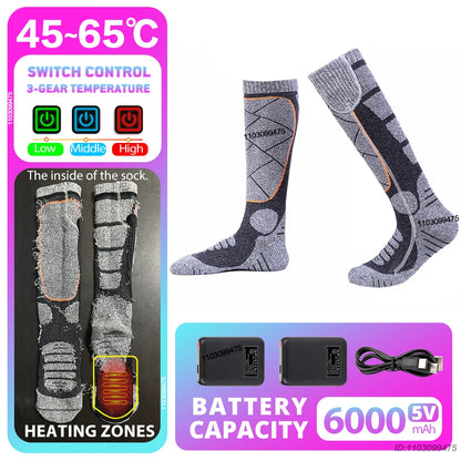 New Heated Socks for Men Women Rechargeable 6000mah Battery Electric Socks Winter Foot Warmer Outdoor Skiing Hunting Fishing