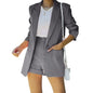 2025 Elegant Two Piece Blazer Suit Sets Women OL Office Sets Slim Cardigan Blazer Shorts Solid 2 Piece Set Casual Blazers Set