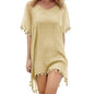 2023 Chiffon Tassels Beach Wear Women Swimsuit Cover Up Swimwear Bathing Suits Summer Mini Dress Loose Solid Pareo Cover Ups