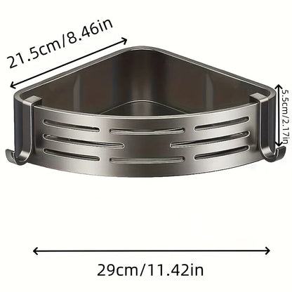 Space Corner Shower Shelf, No-Drill Wall-Mounted Bathroom Organizer, Triangular Design for Shampoo, Conditioner, and Soap Storag