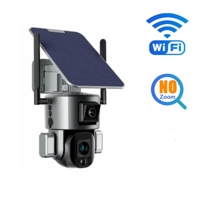 4K 8MP Dual Lens Solar Camera 10X/4X Zoom 4G SIM/WIFI Security Outdoor Camera Humanoid Tracking Color Night Vision Camera Solar
