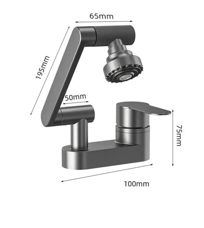 Double Hole Basin Faucets Bathroom Cold and Hot Mixing Tap 2 Modes Nozzle Faucet Sink Basin 360° Rotation Mixing Valve