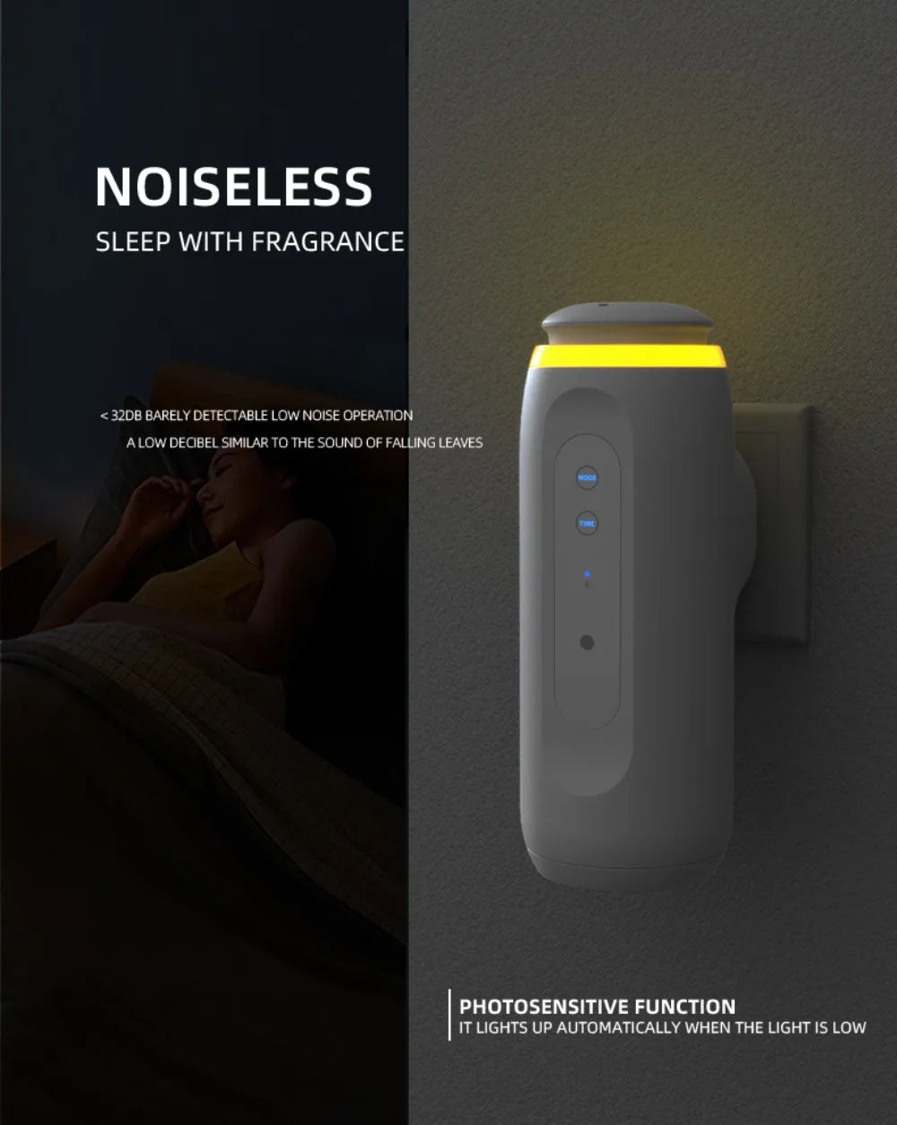 Waterless Essential Oil Diffuser Wall Plug Aroma Oil Diffuser Cool Mist Electric Scent Machine Smart Bluetooth Control For HomeElectric DiffusersGoWisse.com