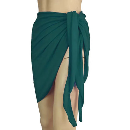 Summer Solid Bikini Cover Ups Shorts Pareo Wraps Sarong Skirt Swimsuit Beachwear Women Beach Skirts Swimwear Half Wrapped Skirt