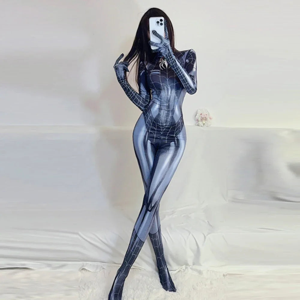 Sexy Women's Spider Man Costume Halloween Girl Superhero Cospaly Venom Spider Man Corset for Women Girl Spandex Suit Jumpsuit