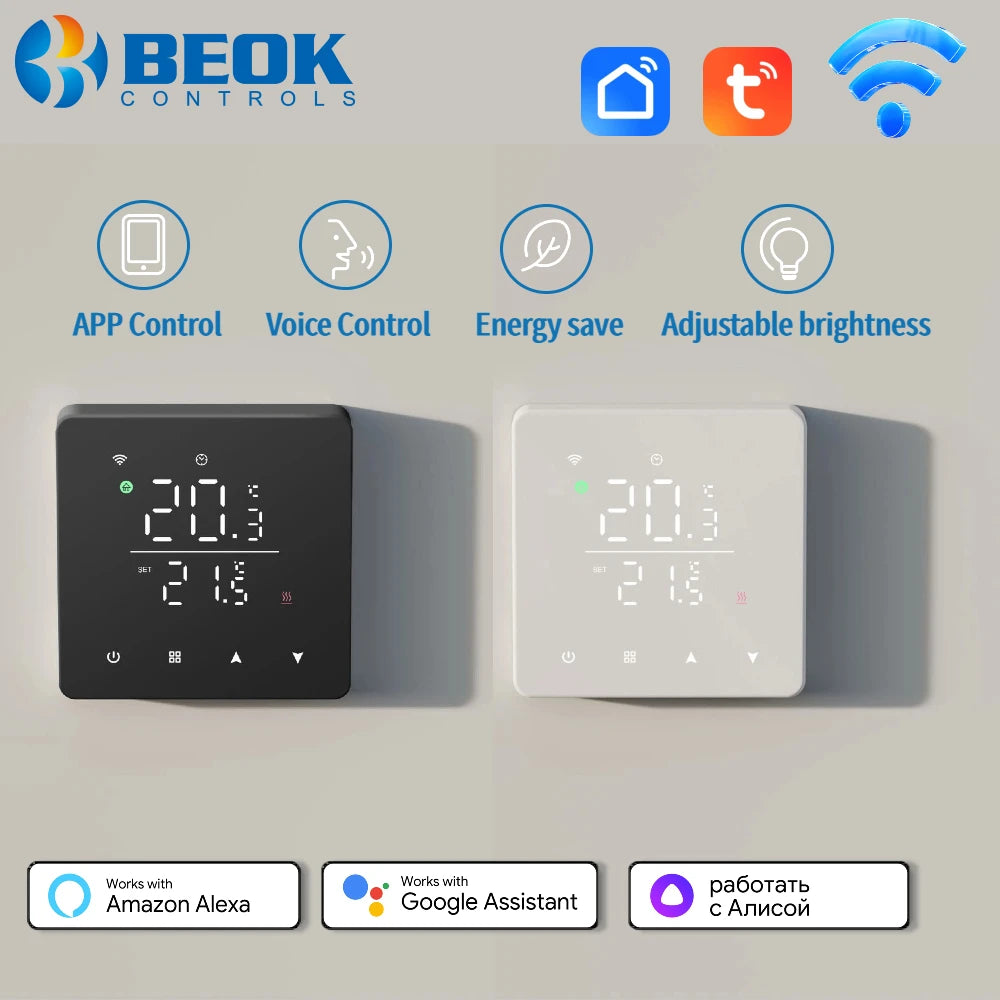 Beok Tuya Wifi Heating Thermostat Smart Home Thermoregulator for Warm Floor Gas Boiler Water Heating Work with Google Alexa