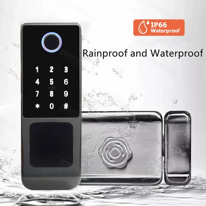 Tuya Wifi Waterproof Outdoor Smart Door Lock TTLock App Fingerprint Lock Card Code Remote Unlock Keyless Digital Electronic Lock