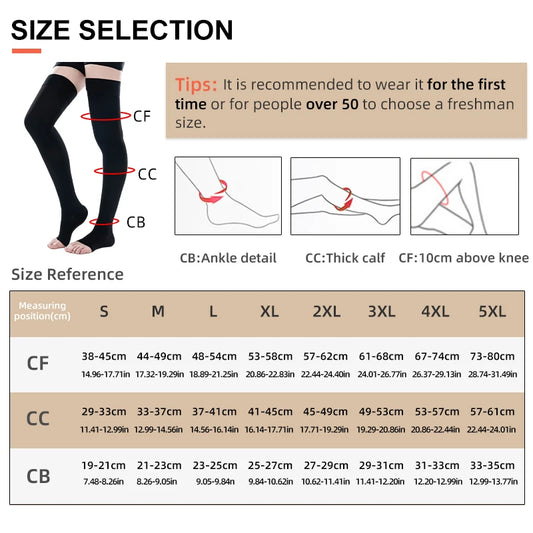 23-32mmHg Elastic Nursing Compression Stocking Unisex Medical Class 2 Pressure Stockings Sleep Feet Varicose Vein Sock