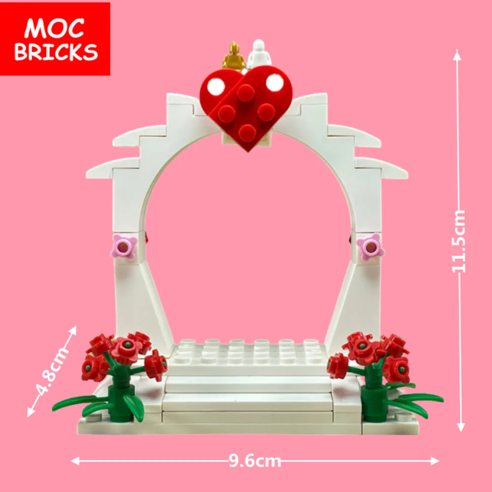 MOC Bricks Figure bracelet diamon bride groom Marriage Marry wedding Chain Building Blocks Assembled Kids Friends Toys Gift