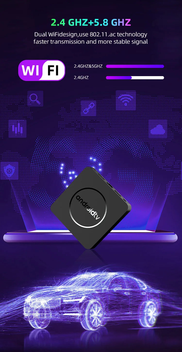 Q10 Android14 8K HDR10+ Smart TV Box Allwinner H313 128G Dual Wifi BT5.0 Set Top Box Media Player with Google Voice AssistantStreaming & Home Media PlayersGoWisse.com