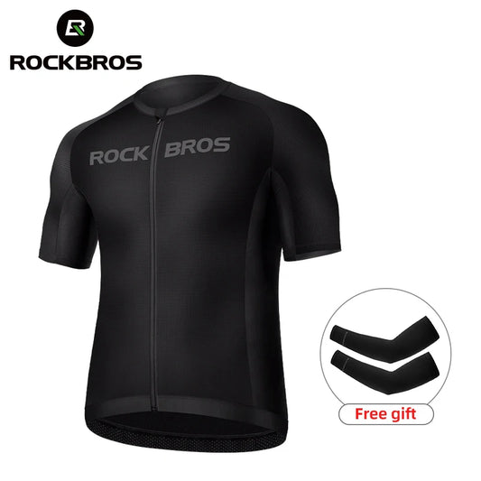 ROCKBROS Cycling Jersey Summer Bicycle Skin-Friendly Breathable Short Sleeve Sports Quick Dry Reflective Cycling Equipment